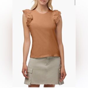 Joe's Eyelet Flutter Sleeve Top Henna